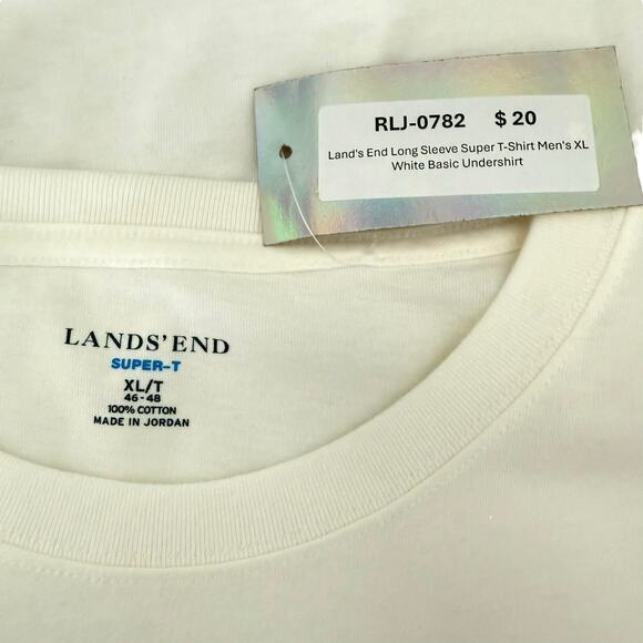 Land's End Long Sleeve Super T-Shirt Men's XL White Basic Undershirt - Picture 5 of 5